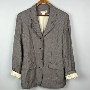 Vintage Ann Taylor houndstooth long line wool blend blazer